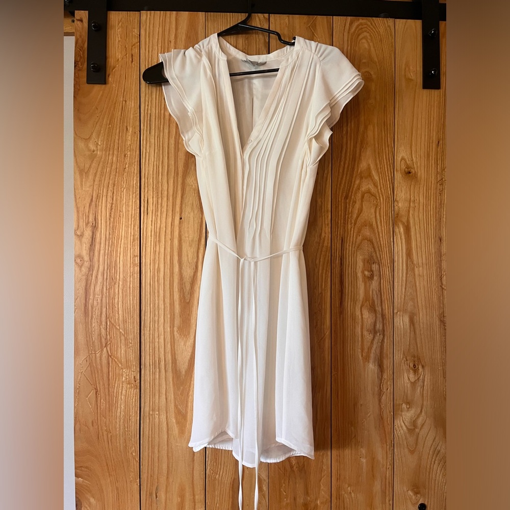 Elegant Cream V-Neck Women's Dress